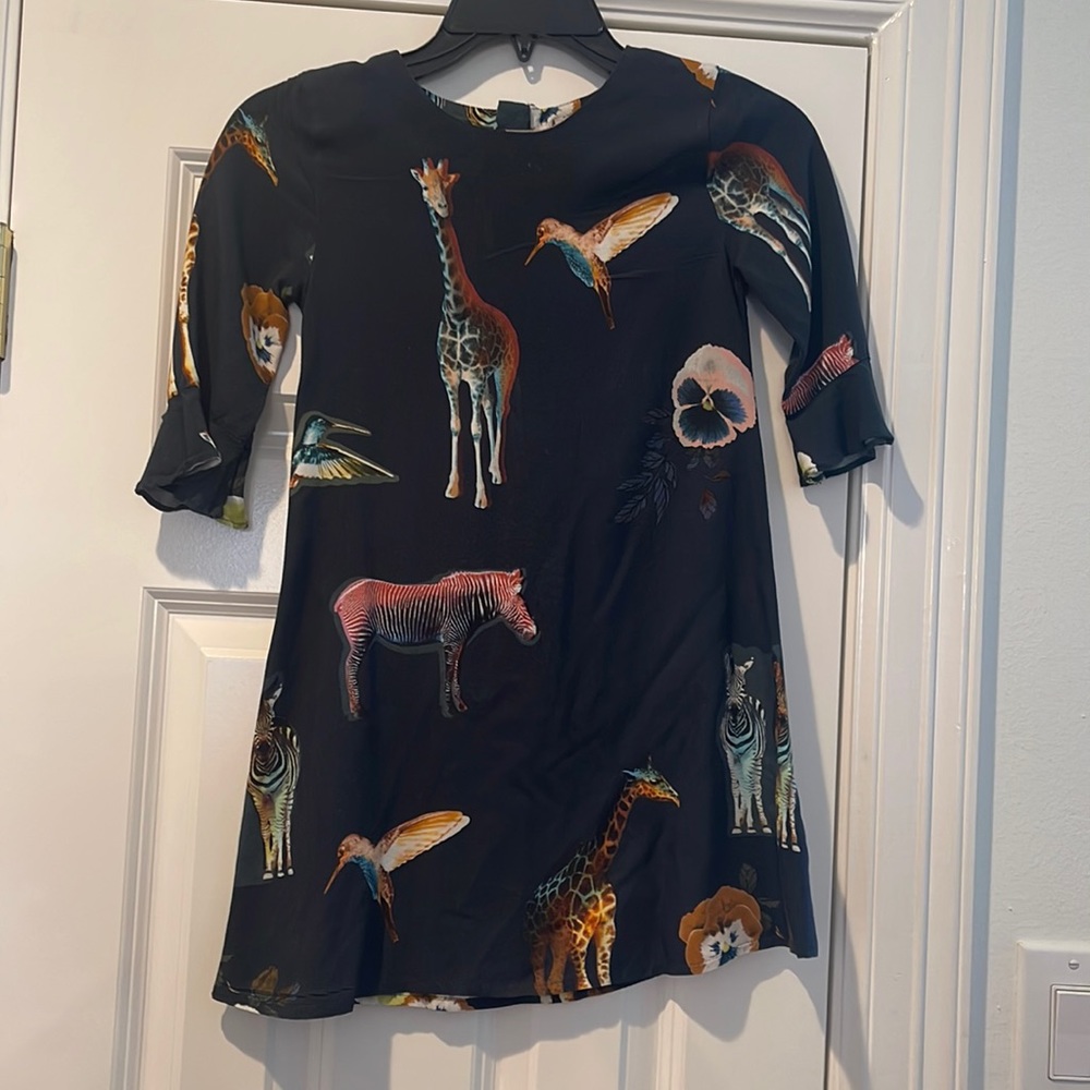 Dark blue Safari design Straight casual dress No stains, cotton linen fabric